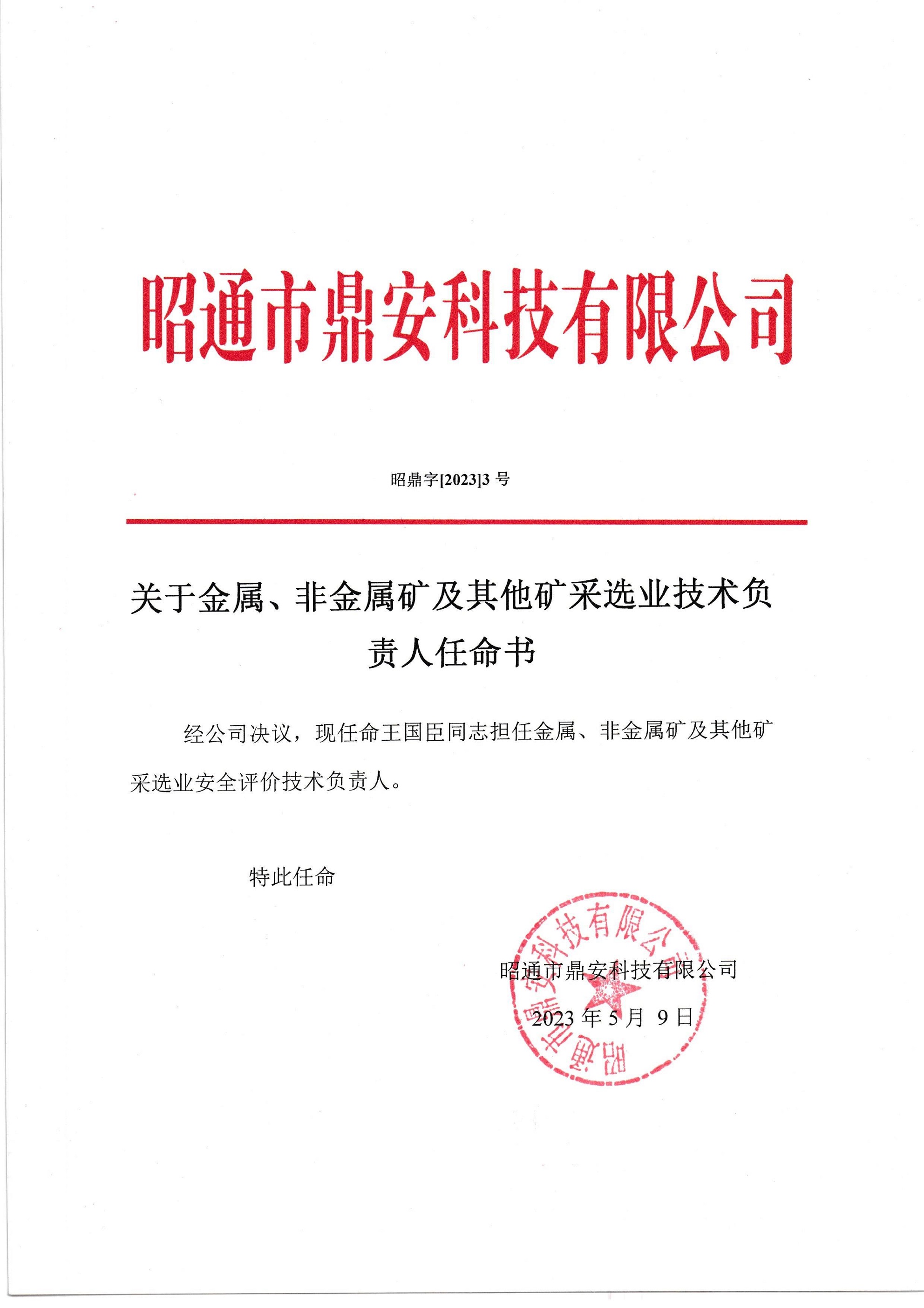 關(guān)于金屬、非金屬礦及其他礦采選業(yè)技術(shù)負(fù)責(zé)人任命書-王國(guó)臣_2.jpg